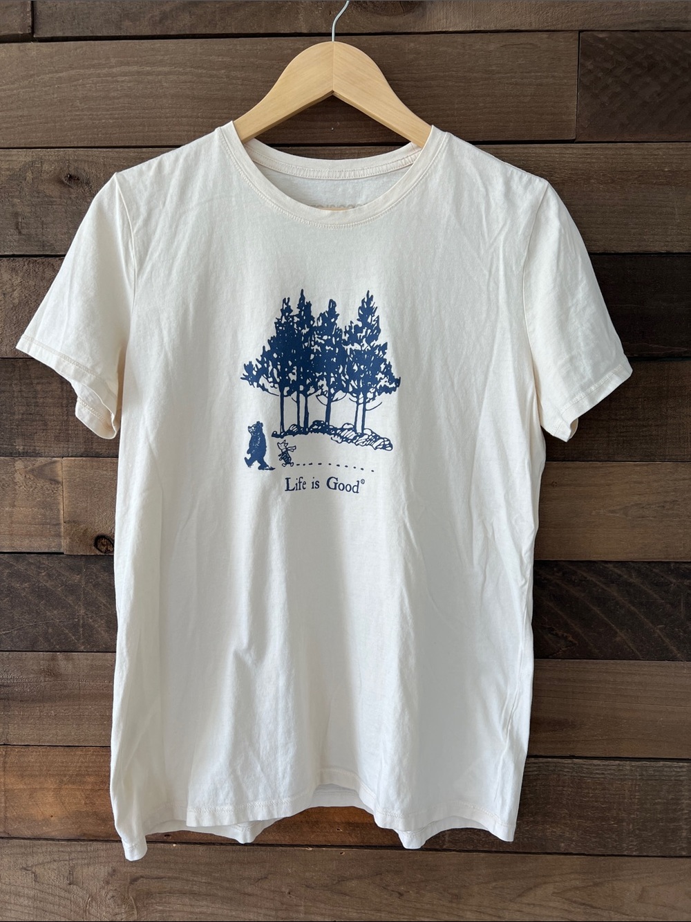 Life is Good Women's Winnie the Pooh & Piglet Trees Cream Top Size Large